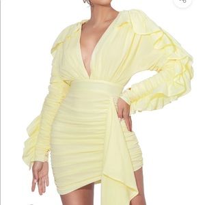 BRAND NEW , NEVER WORN YELLOW RUFFLE DRESS